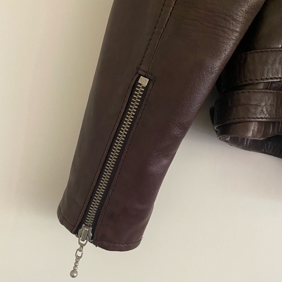 AllSaints Armstead Biker Leather Jacket in Oxblood - Picture 12 of 16